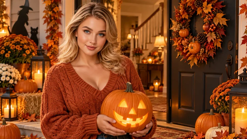 Autumn Pumpkin Porch Portrait